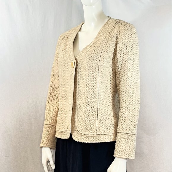 Woven Look Collarless Blazer | Lafayette 148 New York - Picture 1 of 9